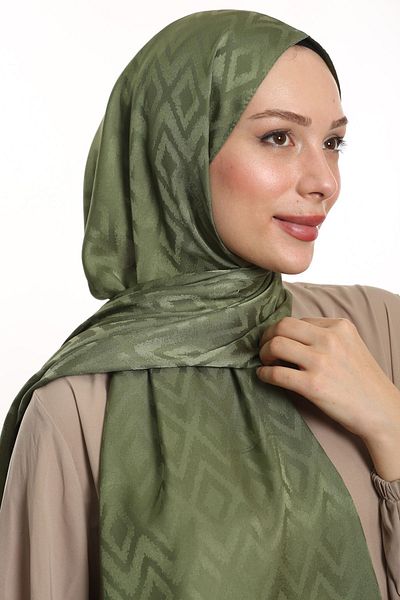 m moon scarf Şal kaki de înaltă calitate - model de gresie, jacquard mătăsos, cusături italiene