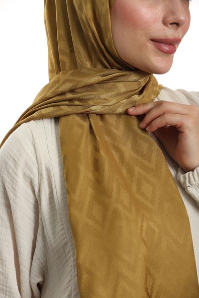 m moon scarf High Quality Tile Pattern Silky Jacquard Shawl - Italian Stitching, Imported Fabric "mustard"