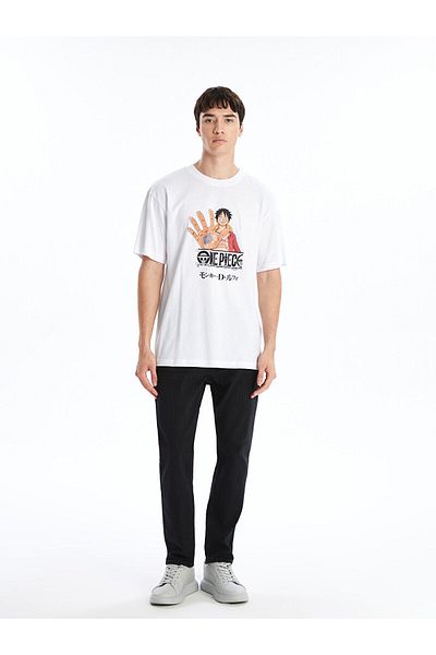 LC Waikiki Ανδρικό μπλουζάκι LCW Crew Neck με κοντό μανίκι με στάμπα από βαμβακερό βαμβάκι