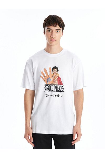 LC Waikiki Ανδρικό μπλουζάκι LCW Crew Neck με κοντό μανίκι με στάμπα από βαμβακερό βαμβάκι