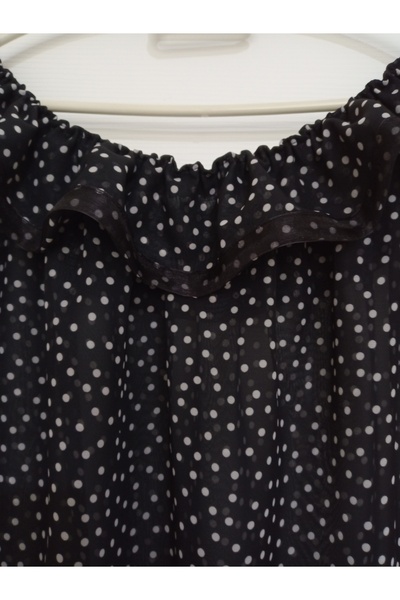 KobalBusiness Lattice tulle LXL 164 cm black chiffon white thin polka dot organza with ribbon model
