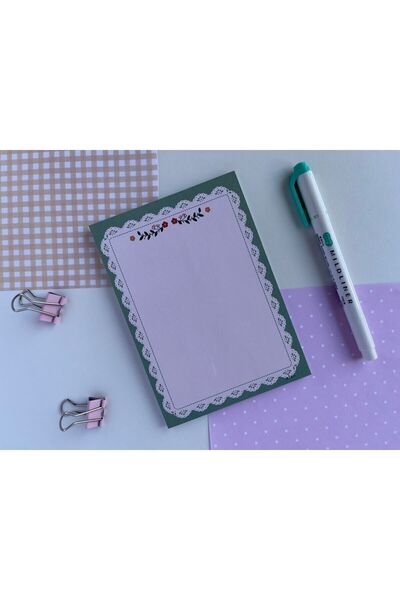 Efsu A6 Yeşil Dantel Memopad/notepad/defter