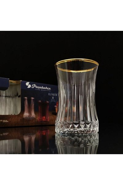 Paşabahçe Elysia Tea Glass Gold Gilded - 6 Pieces 42901