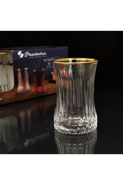 Paşabahçe Elysia Tea Glass Gold Gilded - 6 Pieces 42901