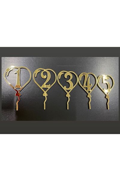 Numa Concept Gold Plexi Cake Decoration - Laser Cut, 12X7 cm One