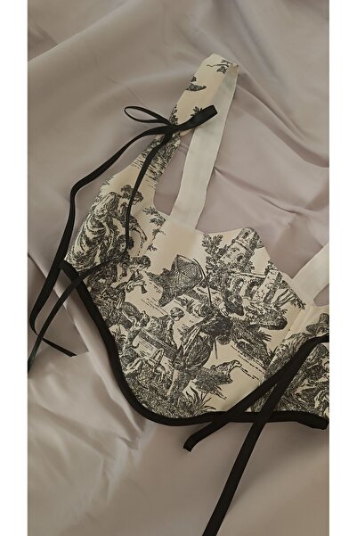 Pinn tekstil Gri Figür Desenli Kadın Büstiyer Bel Korsesi