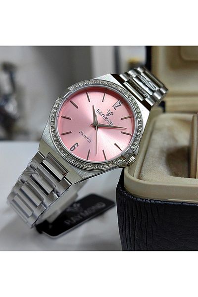 Raymond Pink Dial Steel Case Women's Watch