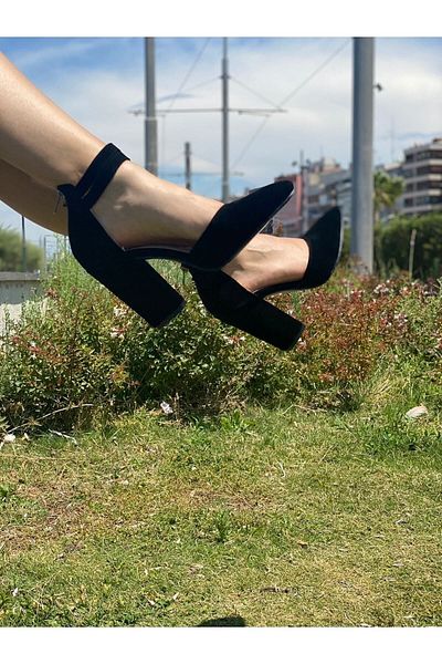 Saltopik Tocuri înalte negre cu cataramă dublă