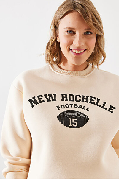 Bianco Lucci Dámská mikina Rochelle Text Printed - Three Thread Raised Mbhs001 60601001