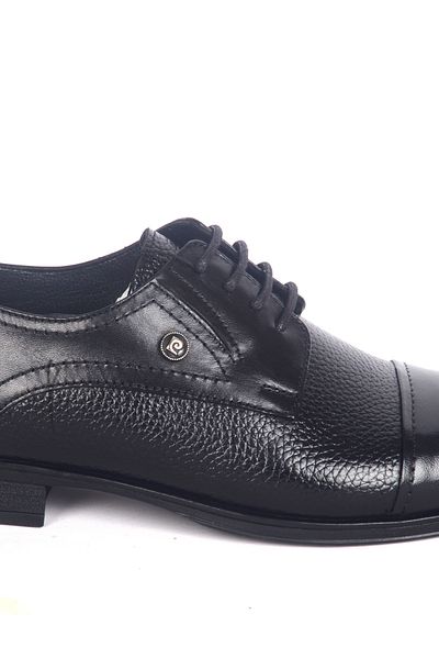 Pierre Cardin 63582 Exclusive - Black Leather, Lace-Up Plastic Sole Men's Leather Shoes