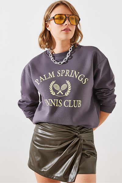 Bianco Lucci Palm Springs Tennis Vintage College Sweatshirt - Three Thread Raster Mbhs002 60601002
