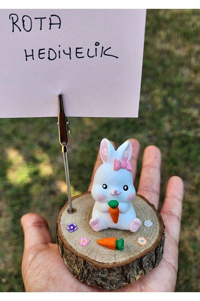 Rota Hediyelik Cute Rabbit Note Holder, Photo Holder, Note Holder with Metal Clips