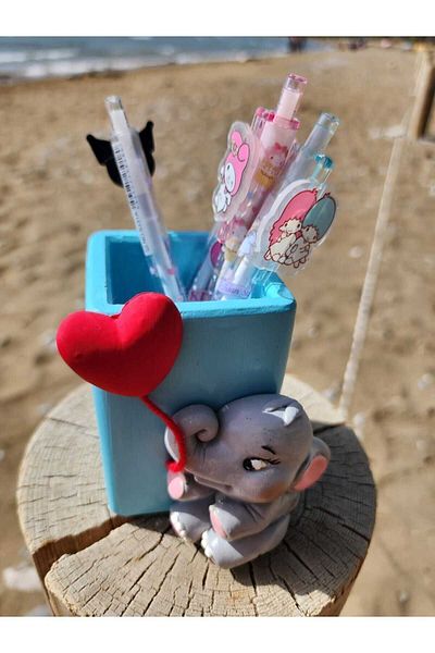 Rota Hediyelik Balon albastru cu inimă de elefant Kawaii - Suport pentru pix și cutie pentru creion pentru copii