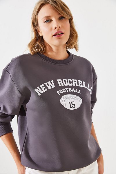 Bianco Lucci Rochelle Text Printed Women's Sweatshirt - Three Thread Raised Mbhs001 60601001