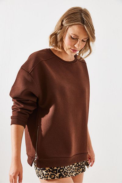 Bianco Lucci Dámská mikina se zipem Crew Neck – zvýšený základní model 60251796