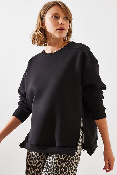 Bianco Lucci Γυναικείο φούτερ με φερμουάρ Crew Neck - Basic Model 60251796