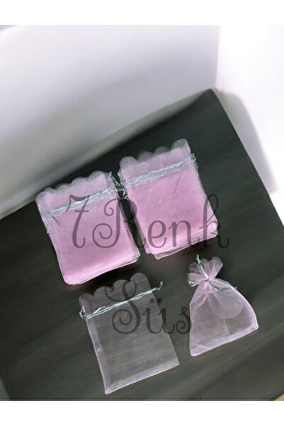 7Renk Kına Ve Çerez Kesesi,tesbih Kesesi, 50 Adet Pembe Düz 12x14 Cm ,desenli...