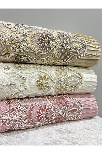 AYHANHOME 3'lü Fransız Güpür İşlemeli Kutulu Çeyizlik 50x90 Kadife El Ve Yüz Havlusu