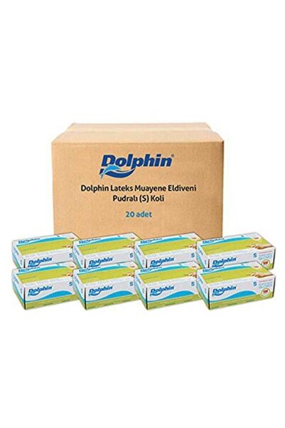 Dolpin Dolphin Pudralı Latex Eldiven S Beden 100'lü X 20 Paket Koli