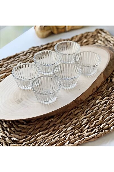 Rayan 6 Adet Cam Mini Sosluk Reçellik Lokumluk Kahve Yanı Ikram Tabağı