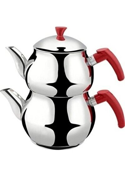 Genel Markalar Çaydanlık Takımı Küre Model Paslanmaz Çelik Mini Boy Çaydanlık