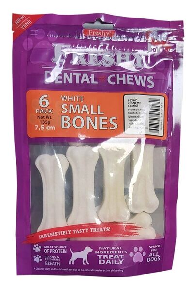Freshy Küçük Boy Beyaz Dental Pres Kemik 7,5 Santim 3 Inç 6'lı Paket Toplam 1...