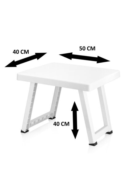 Poliwork Portatif Katlanabilir Plastik Sehpa Beyaz