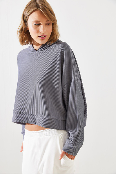 Bianco Lucci Women's Ribbed Sweatshirt - Mbms004 60501004