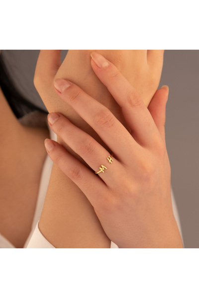 Dkmn Silver 925 Ayar Gümüş Iki Harfli Ayrık Yüzük