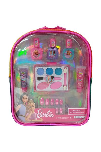 Barbie مجموعة مكياج حقيبة ظهر من مادة البولي فينيل كلوريد