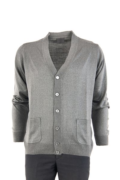 Oppland Men's V-Neck Buttoned Pocket Classic Model Comfortable Cut Full Pattern Wool Woven Cardigan