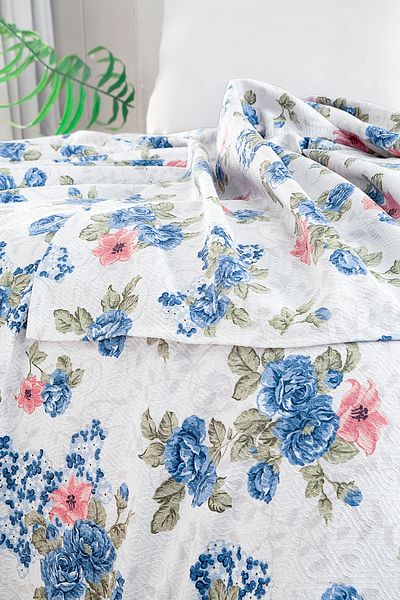 Evim 100% Cotton Printed Vera Pink Blue Pique Single - 160X230 cm