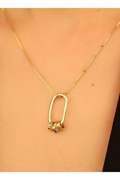 Dkmn Silver 925 Ayar Gümüş Halka Isimli Doğum Taşlı Kişiselleştirilebilir Ataç Kadın Kolye
