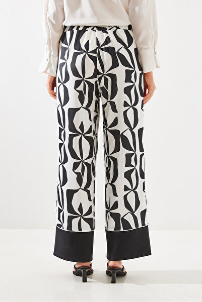 Bianco Lucci Patterned Satin Women's Trousers - Mbms005 60501005