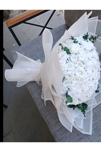 Merveparti 50 Beyaz Gül Isteme Buketi