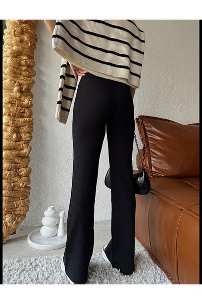 Butik Karaca High Waist Black Palazzo Trousers