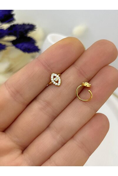 Arescollection CERRAHİ ÇELİK BURUN HELİX KIKIRDAK UYUMLU  ZİRKON TAŞLI HALKA HIZMA PİERCİNG