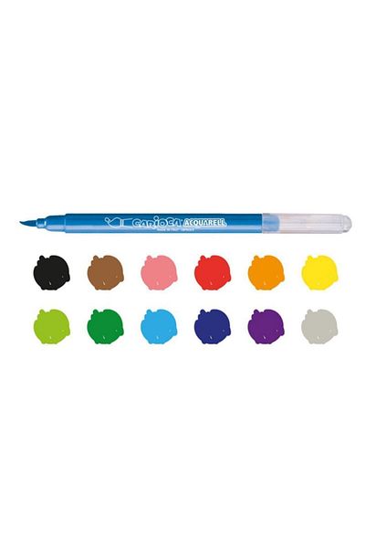 CARIOCA Acquarell Brush Tip Felt Tip Paint Pen 12pcs