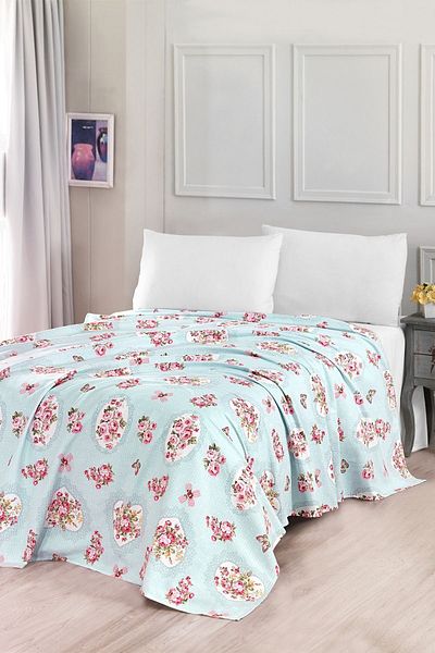 Evim 100% bumbac imprimat Aden Blue Pique Double - 200x230 Cm