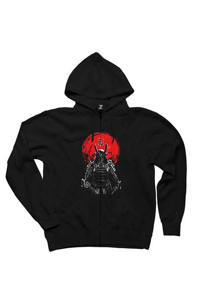 Z zepplin Φούτερ Samurai Red Warrior με μαύρη κουκούλα με φερμουάρ