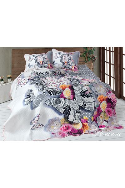 Evim Digital Printing Flora Rose Bedspread Double - 240X260 cm