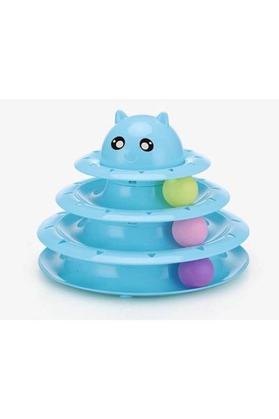 Tristar 3-Layer Cat Toy with Cat Head Extra 3 Balls