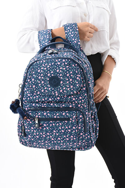 Çanta Trend Geantă de școală impermeabilă cu model bleumarin - cu mai multe compartimente (este cadoul noastră cu maimuță) 8866