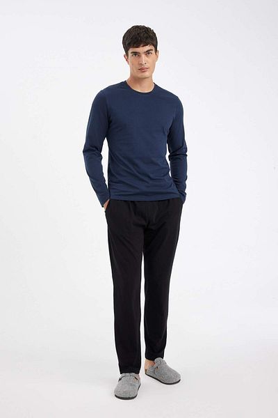 DeFacto Slim Fit Slim Fit Crew Neck Basic μασίφ μακρυμάνικο μπλουζάκι πιτζάμα 3162706