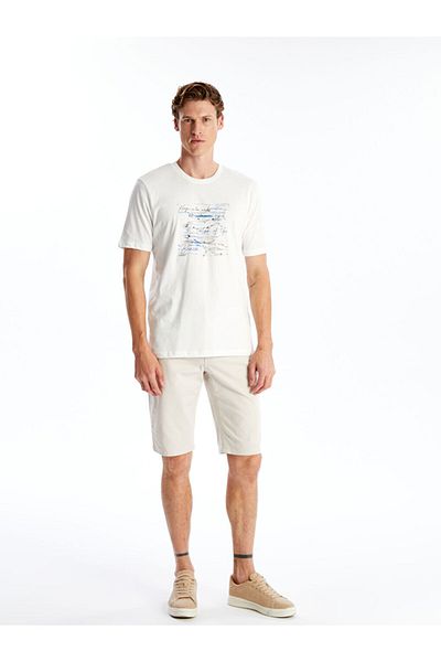 LC Waikiki Bedrucktes Herren-T-Shirt aus gekämmter Baumwolle – Rundhalsausschnitt, kurze Ärmel