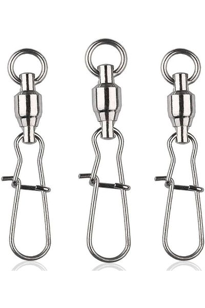 Hokkaido 10 Pieces Top Level - Size 3 34-mm Stainless Steel Ball Clip Swivels, 30-kg (65 Lbs)