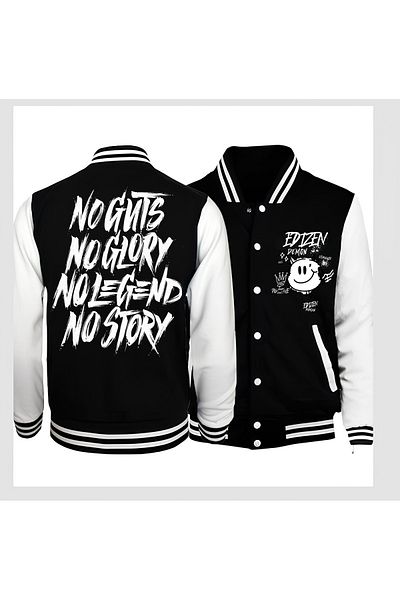 Edizen Двустранно отпечатани бележки Rules 2024 Oversize Premium College Jacket 100% памук