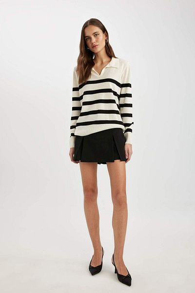 DeFacto Polo Neck Striped Regular Fit Sweater - Dfc
