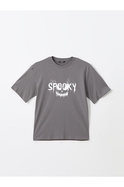 LC Waikiki Bedrucktes Herren-T-Shirt aus gekämmter Baumwolle – Rundhalsausschnitt, kurze Ärmel