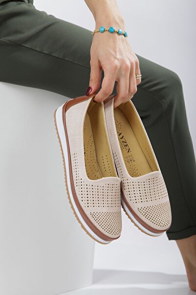 KAOF SHOES Γυναικεία Μπεζ Ορθοπεδικά Μητρικά Παπούτσια Mother Ballerina Παπού...